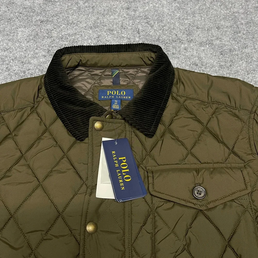 Polo Ralph Lauren Jacket Men XL Dark Brown The Beaton Quilted Corduroy PrimaLoft
